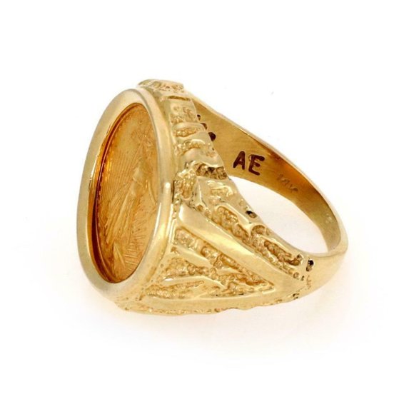 Estate 22k Gold 5 Dollar Liberty Coin 14k Yellow G - Picture 2 of 4